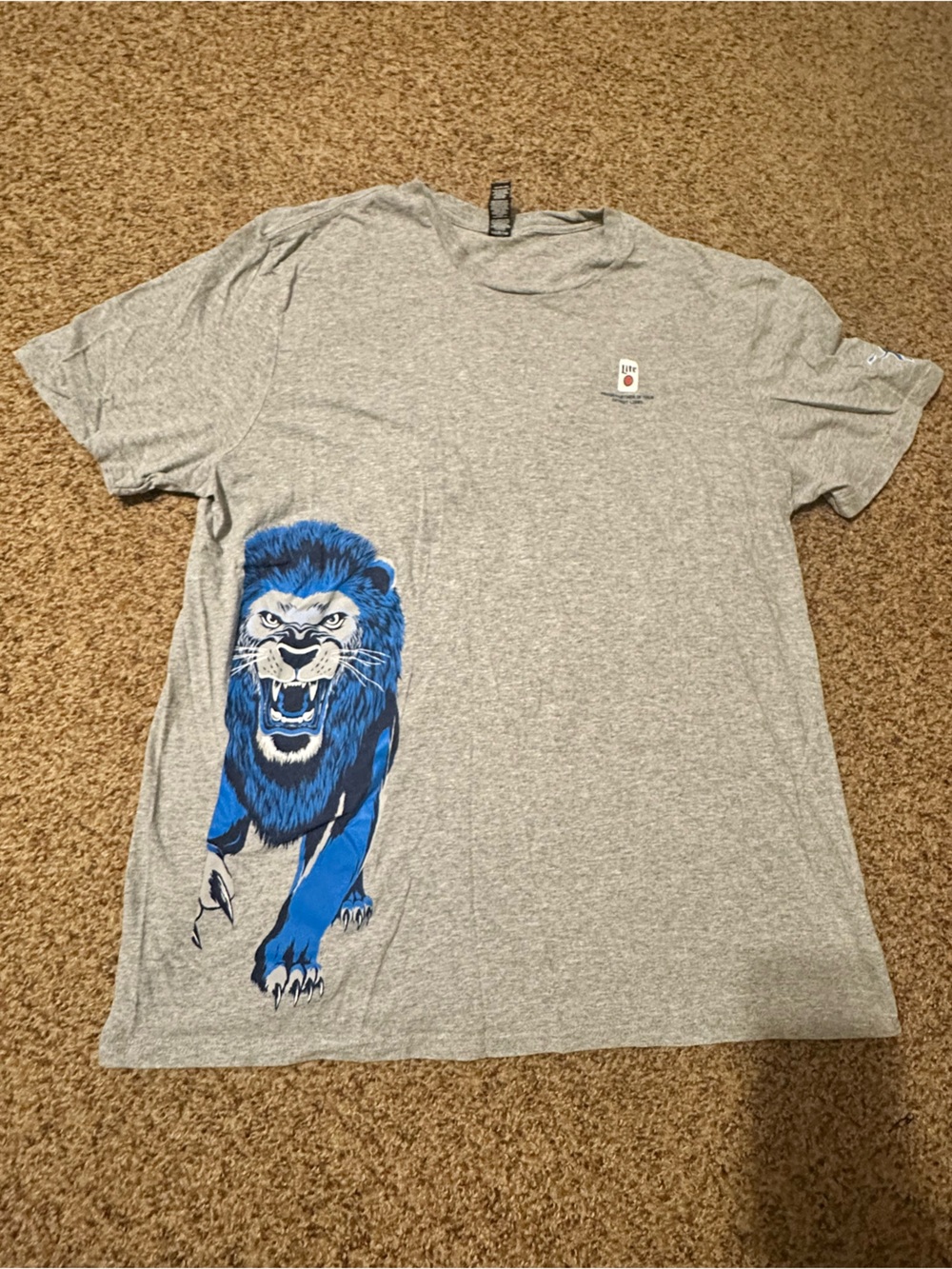 District Men's Gray Tee with Blue Lion Graphic